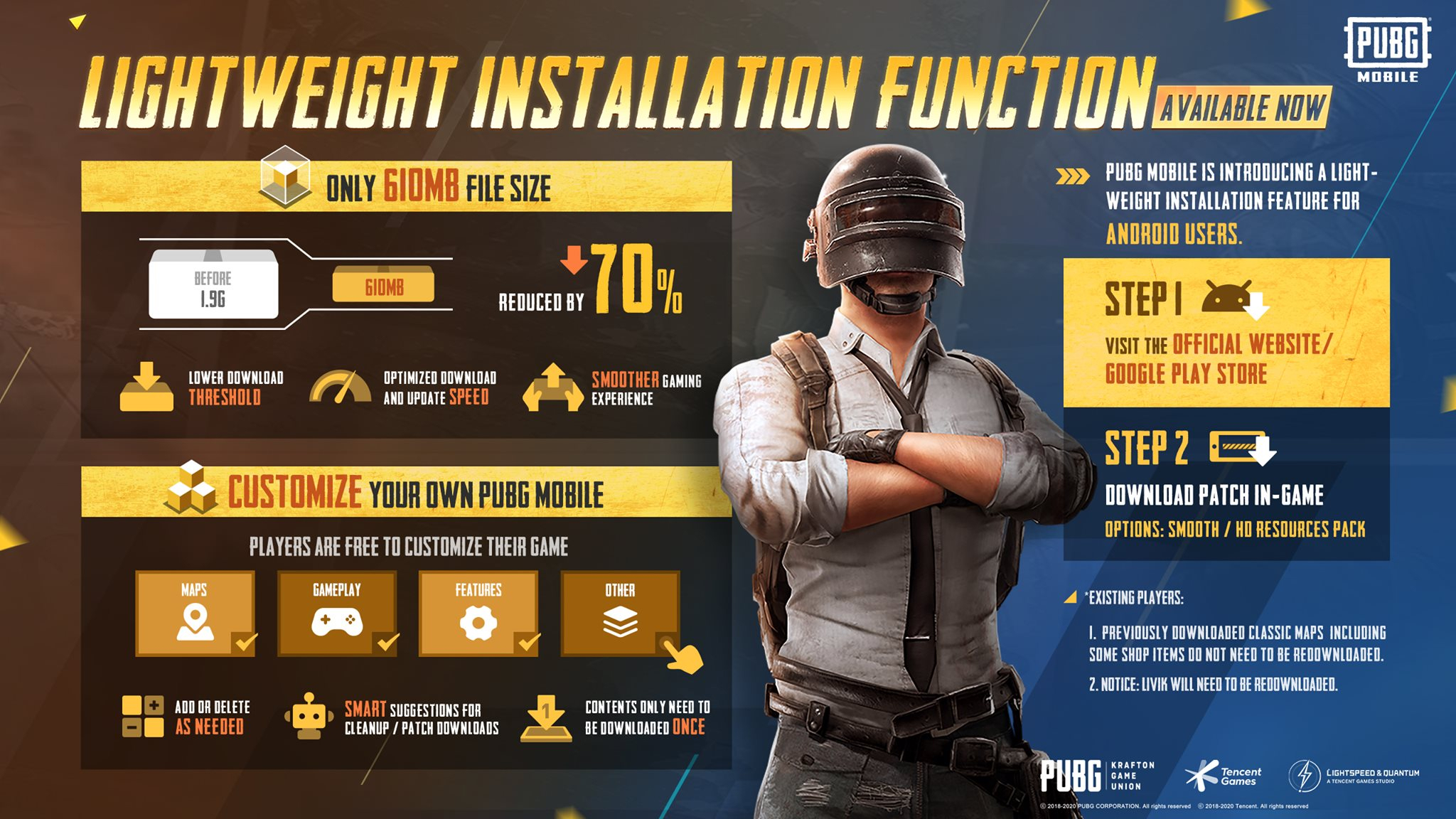 PUBG MOBILE Lightweight Installation Function